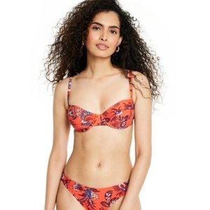 Rhode x Target Dark Orange/Blue Floral Print Swim Bikini Top